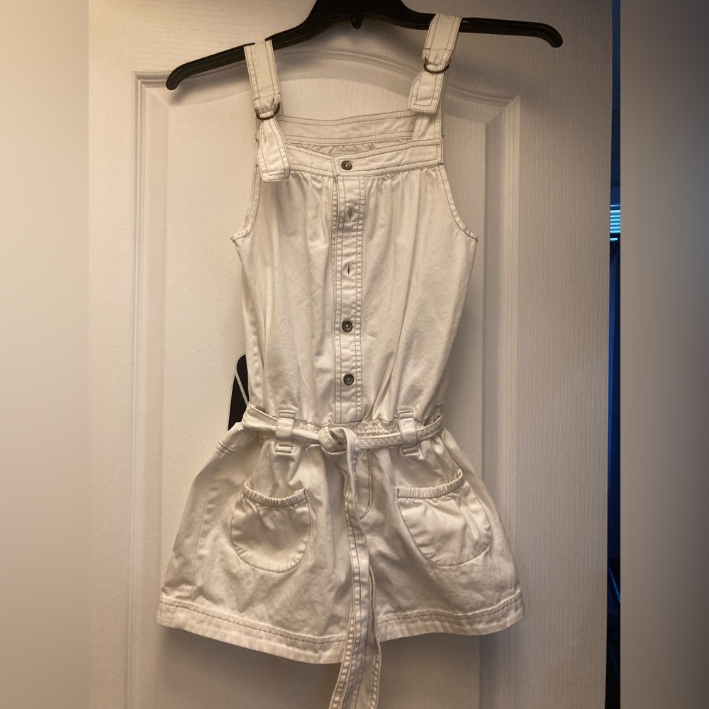 Levi’s jean romper in off-white color size small never used.